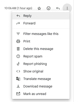 Gmail full actions menu screenshot