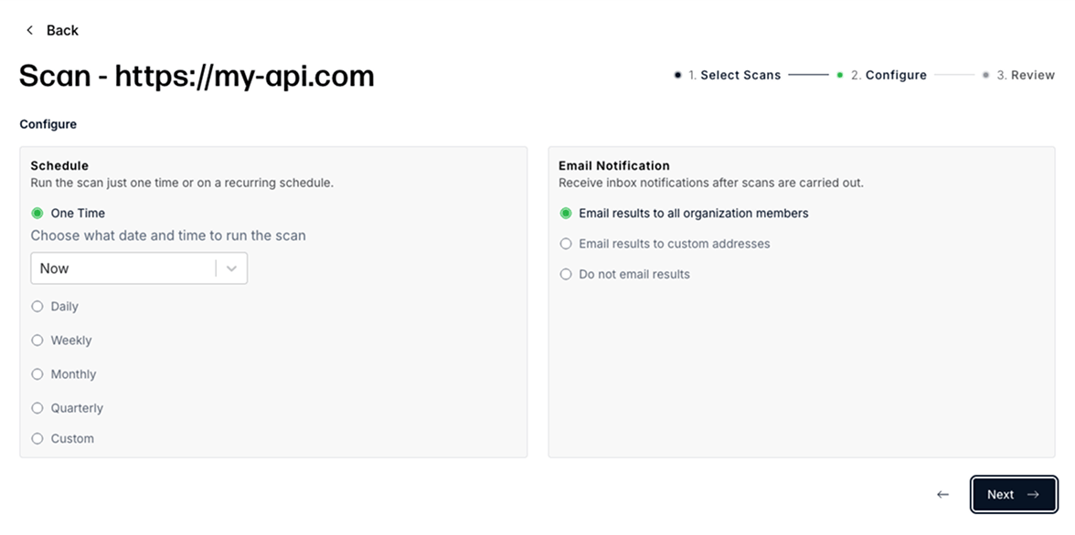 Scan scheduling and notification settings
