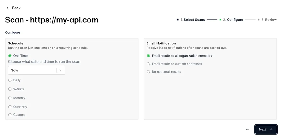 Scan scheduling and notification settings