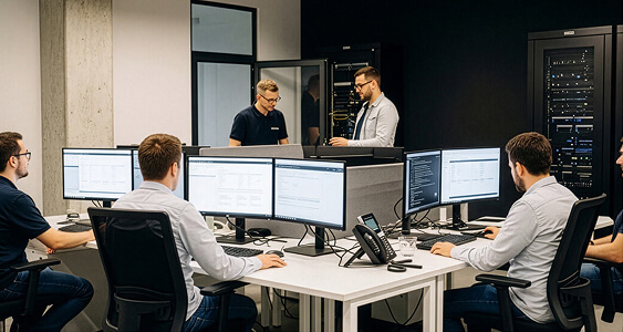 Security team working together