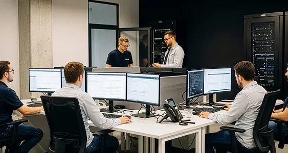 Security team working together