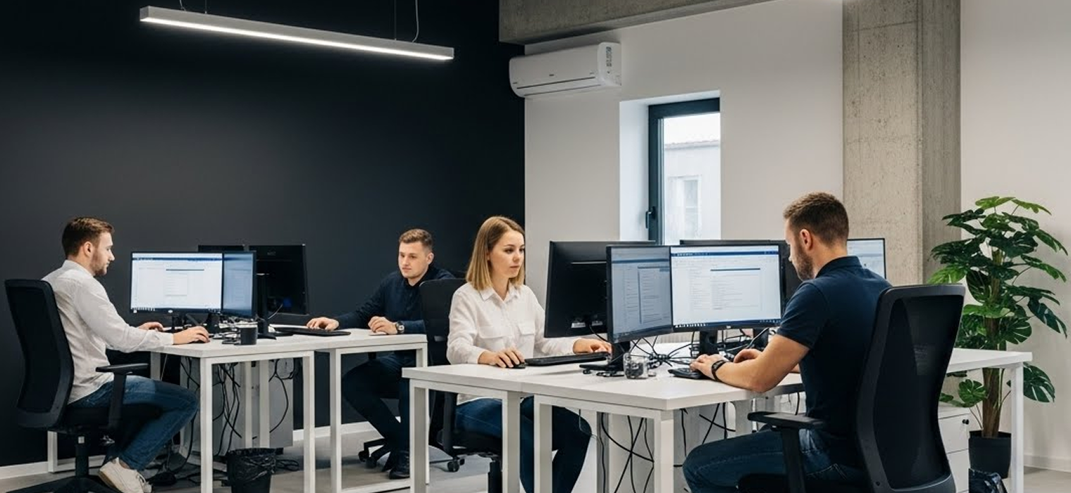 Security team reviewing scan results on their monitors
